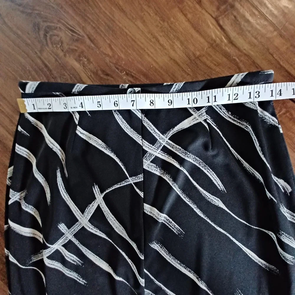 Cache Vintage 2 Piece Maxi Skirt Set Black White Abstract Brushstroke Size 8